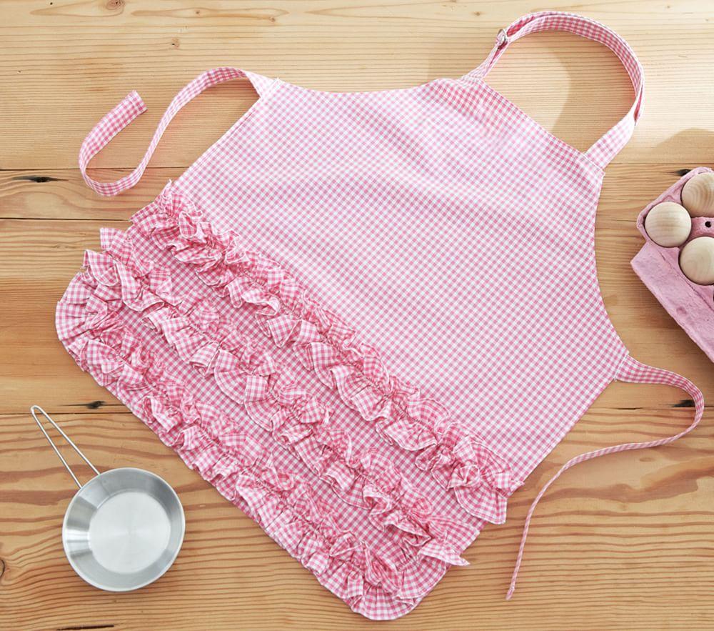 Pink Ruffle Gingham Apron